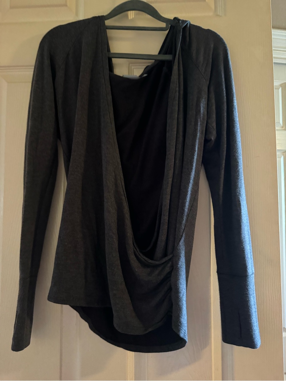 Athleta- Dark Gray Draped Open Front Hoodie